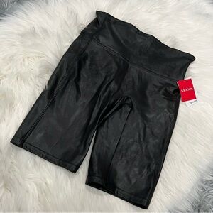 SPANX Black Faux Leather Bike Shorts M